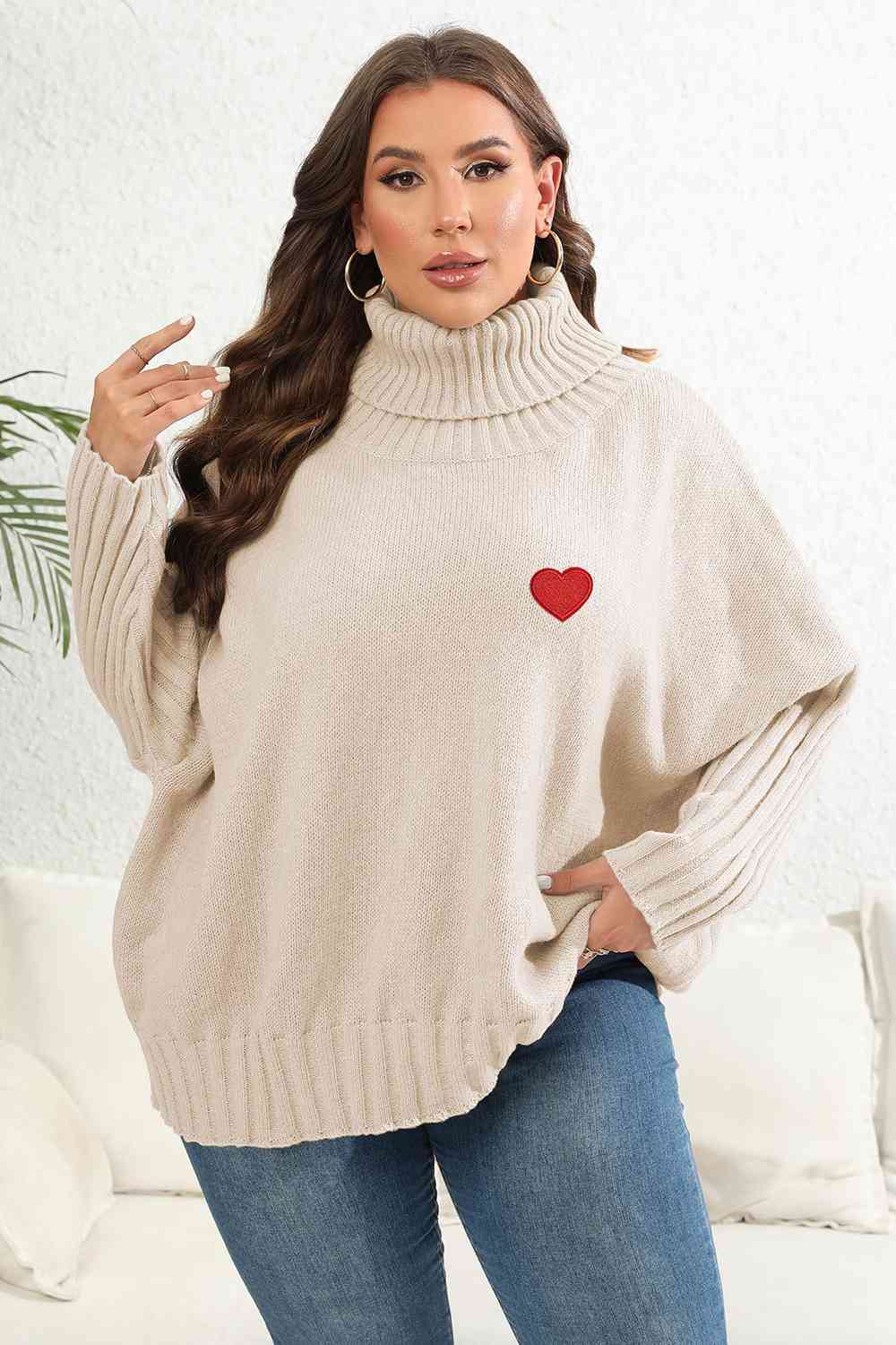 Plus Size Turtle Neck Long Sleeve Sweater - Rochelle's House LLC
