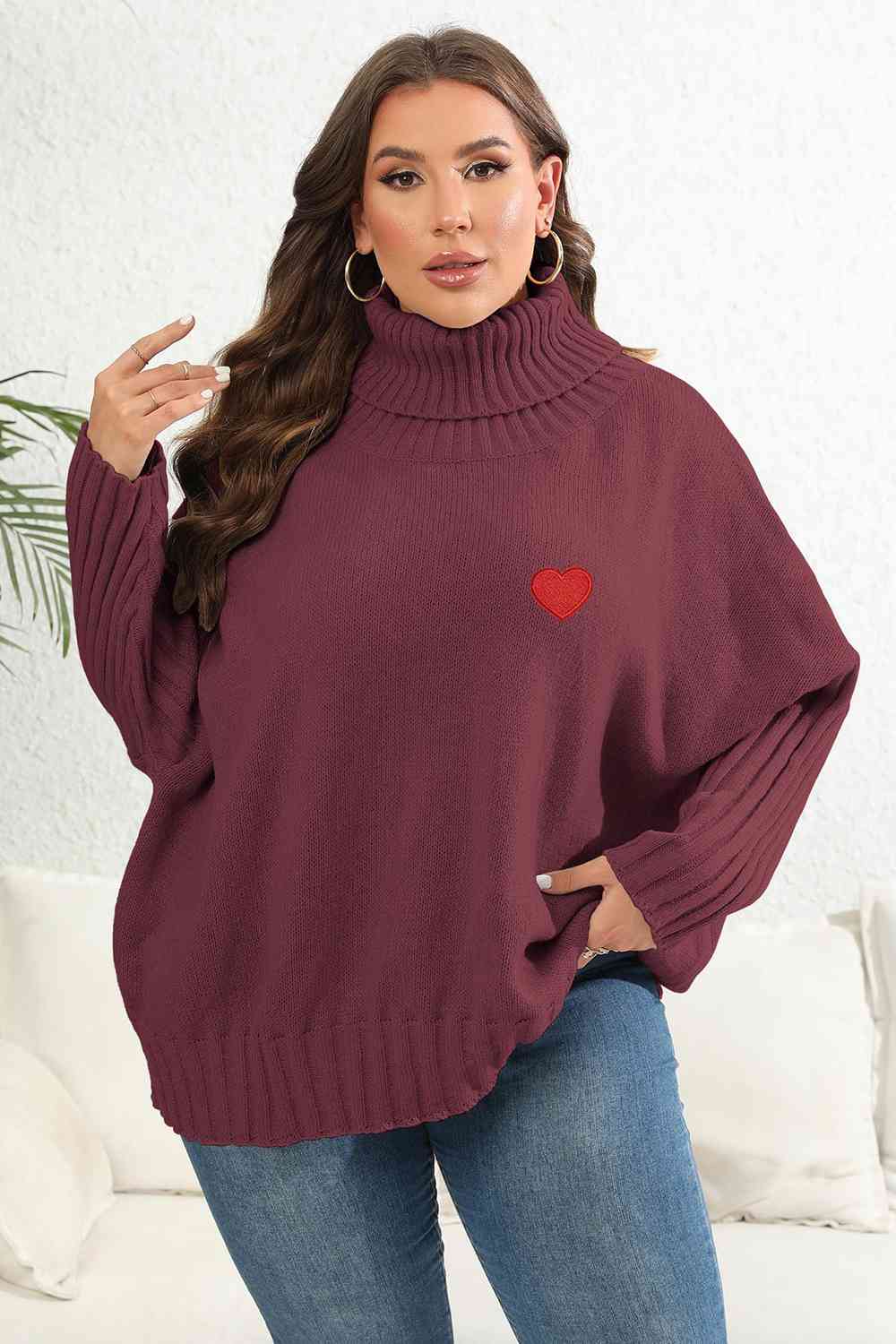 Plus Size Turtle Neck Long Sleeve Sweater - Rochelle's House LLC
