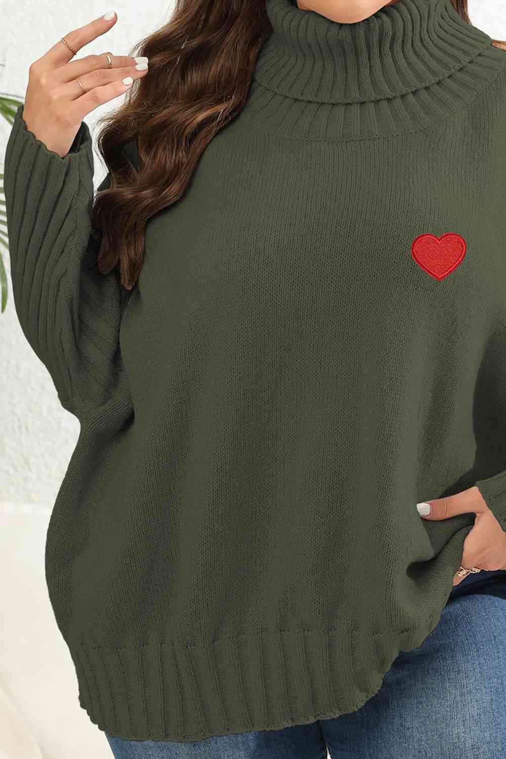 Plus Size Turtle Neck Long Sleeve Sweater - Rochelle's House LLC
