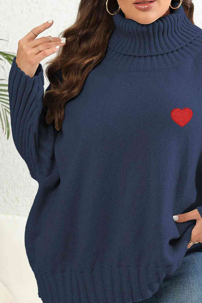 Plus Size Turtle Neck Long Sleeve Sweater - Rochelle's House LLC