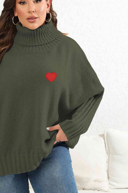 Plus Size Turtle Neck Long Sleeve Sweater - Rochelle's House LLC