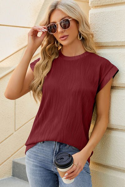 Round Neck Cap Sleeve T-Shirt - Rochelle's House LLC