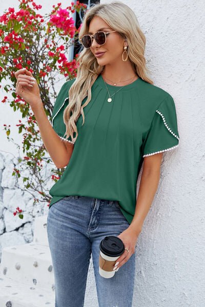 Round Neck Petal Sleeve T-Shirt - Rochelle's House LLC