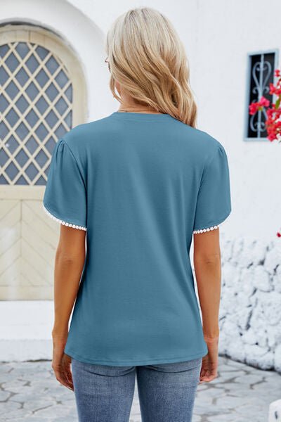 Round Neck Petal Sleeve T-Shirt - Rochelle's House LLC
