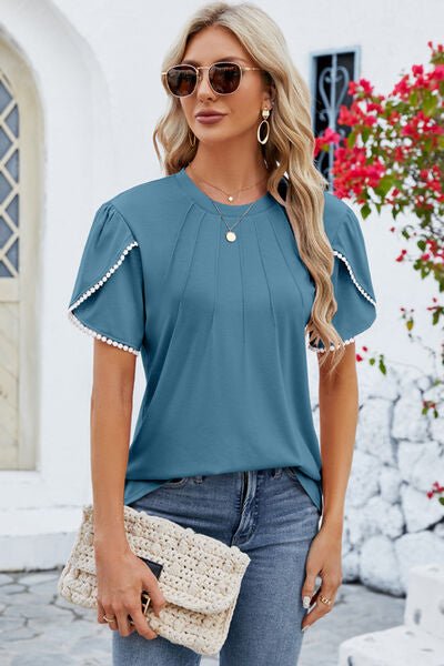 Round Neck Petal Sleeve T-Shirt - Rochelle's House LLC
