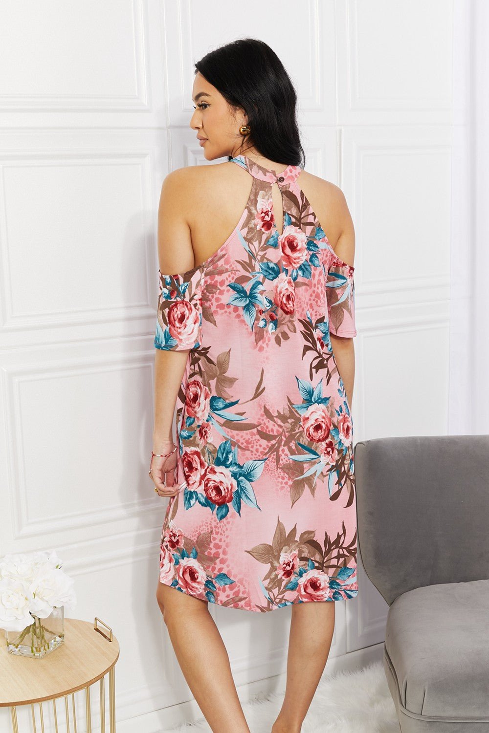 Sew In Love Full Size Fresh - Cut Flowers Cold - Shoulder Dress - Rochelle's House LLC