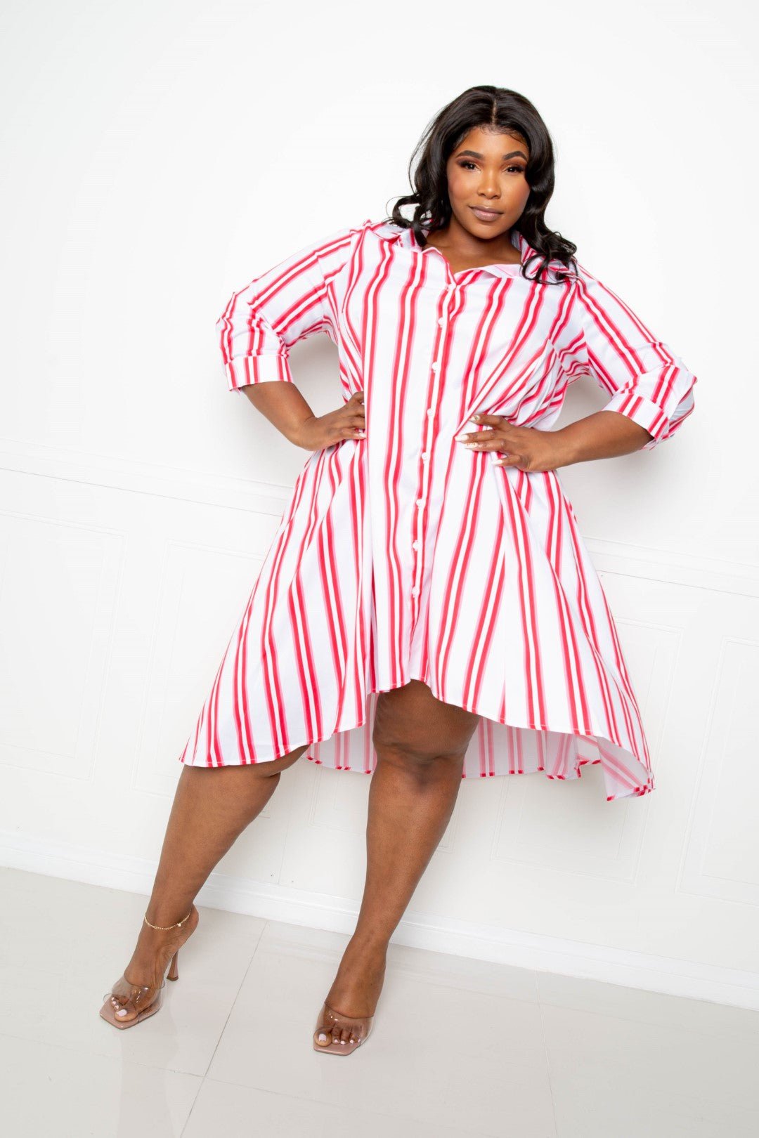 Stripe Shirt Dress - Rochelle's House LLC