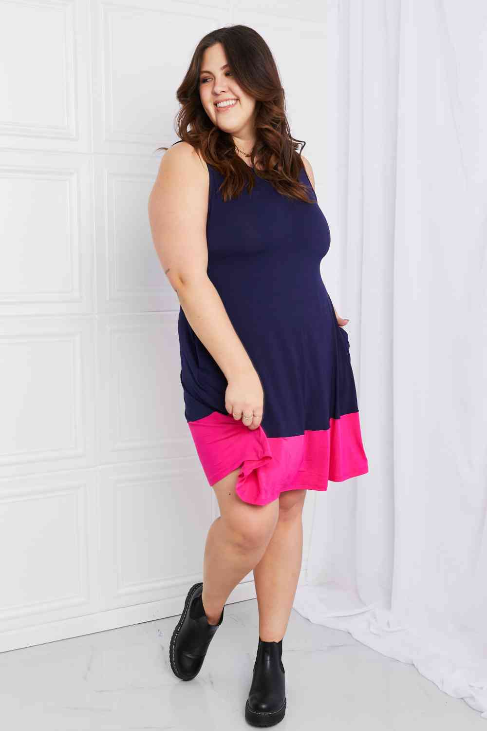 Yelete Two - Tone Sleeveless Mini Dress - Rochelle's House LLC